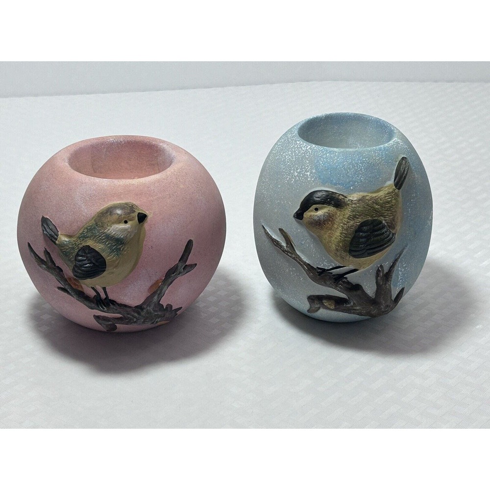 Set Of Two Ceramic Bird Tea‎ Light Holder